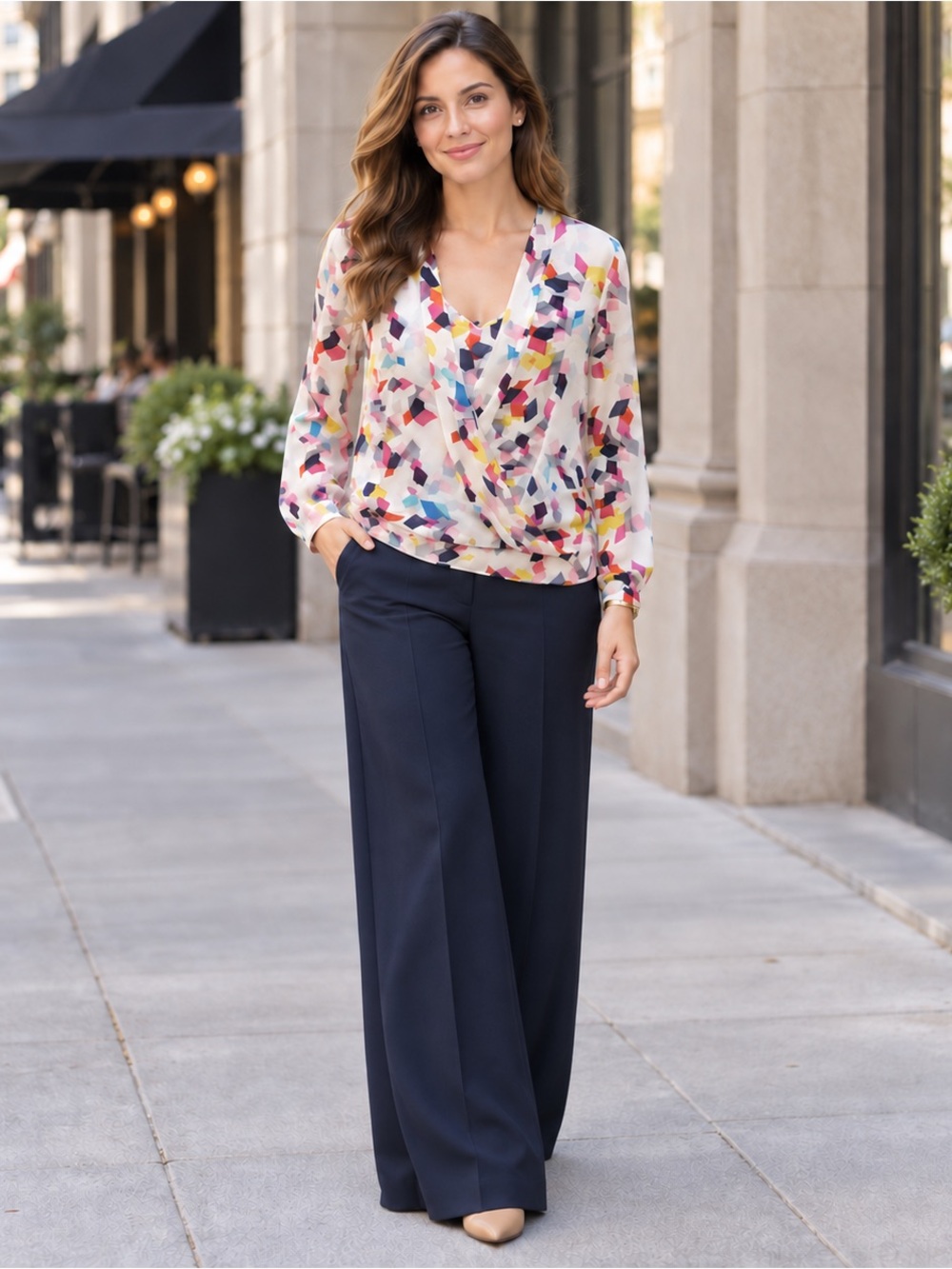 Trina Turk Anissa Silk Blouse in Muriel fabric pattern size 6